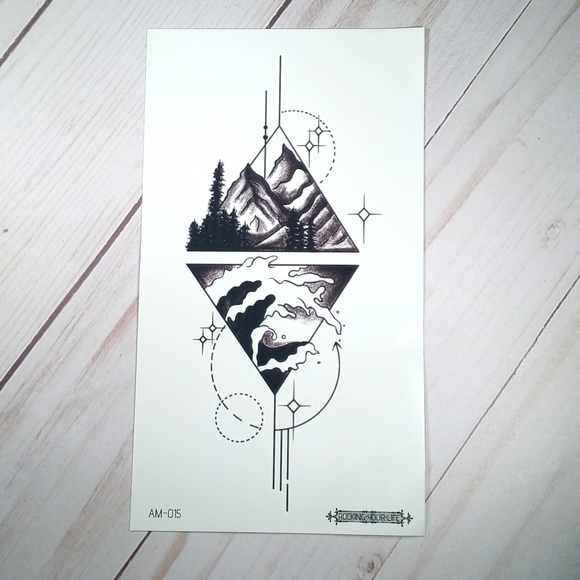 π5 for $25* 5.75" Geometric Mountain/Wave Temporary Tattoo - Picture 4 of 4